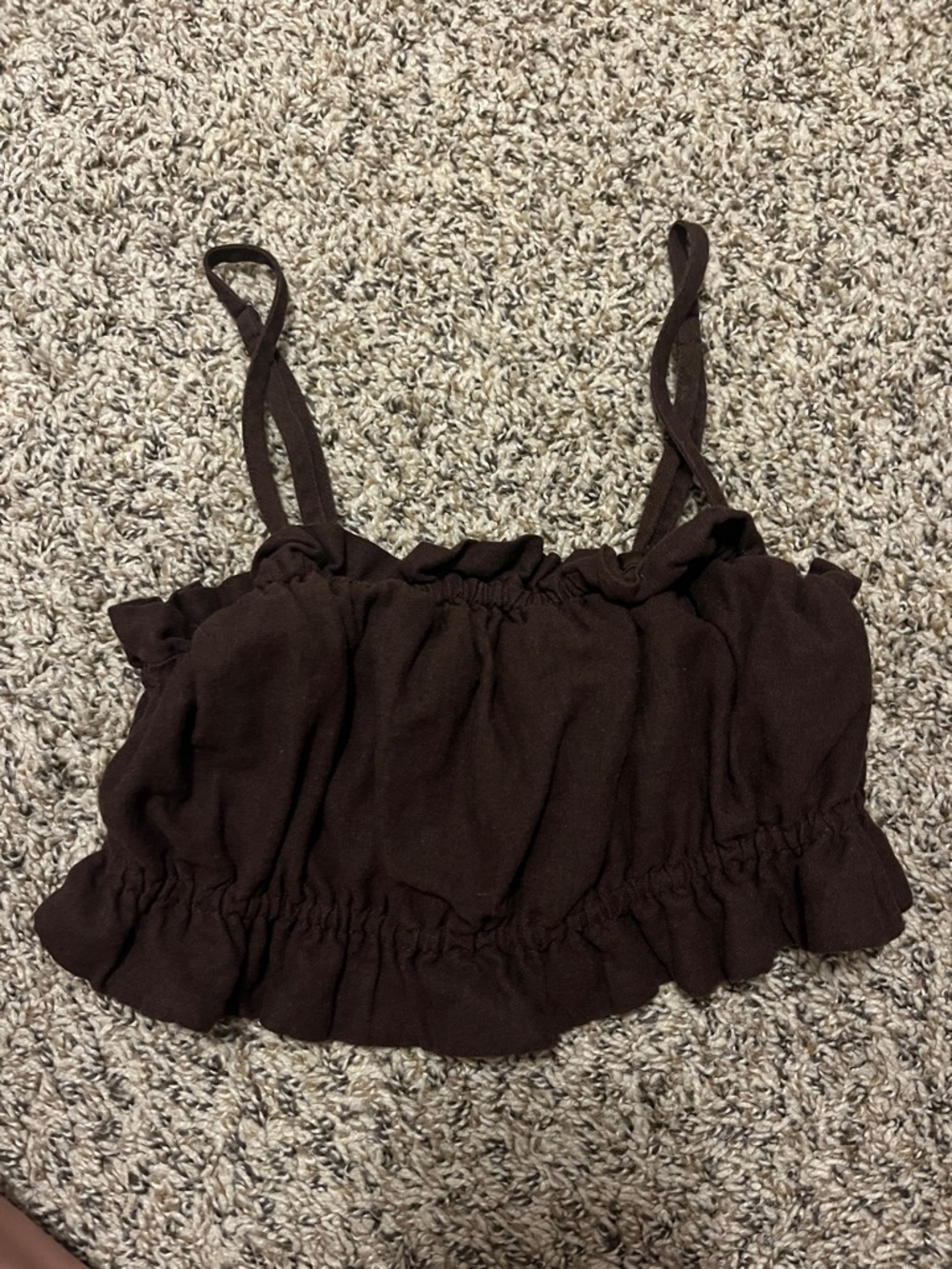 wild fable Brown Ruffle Crop Tank